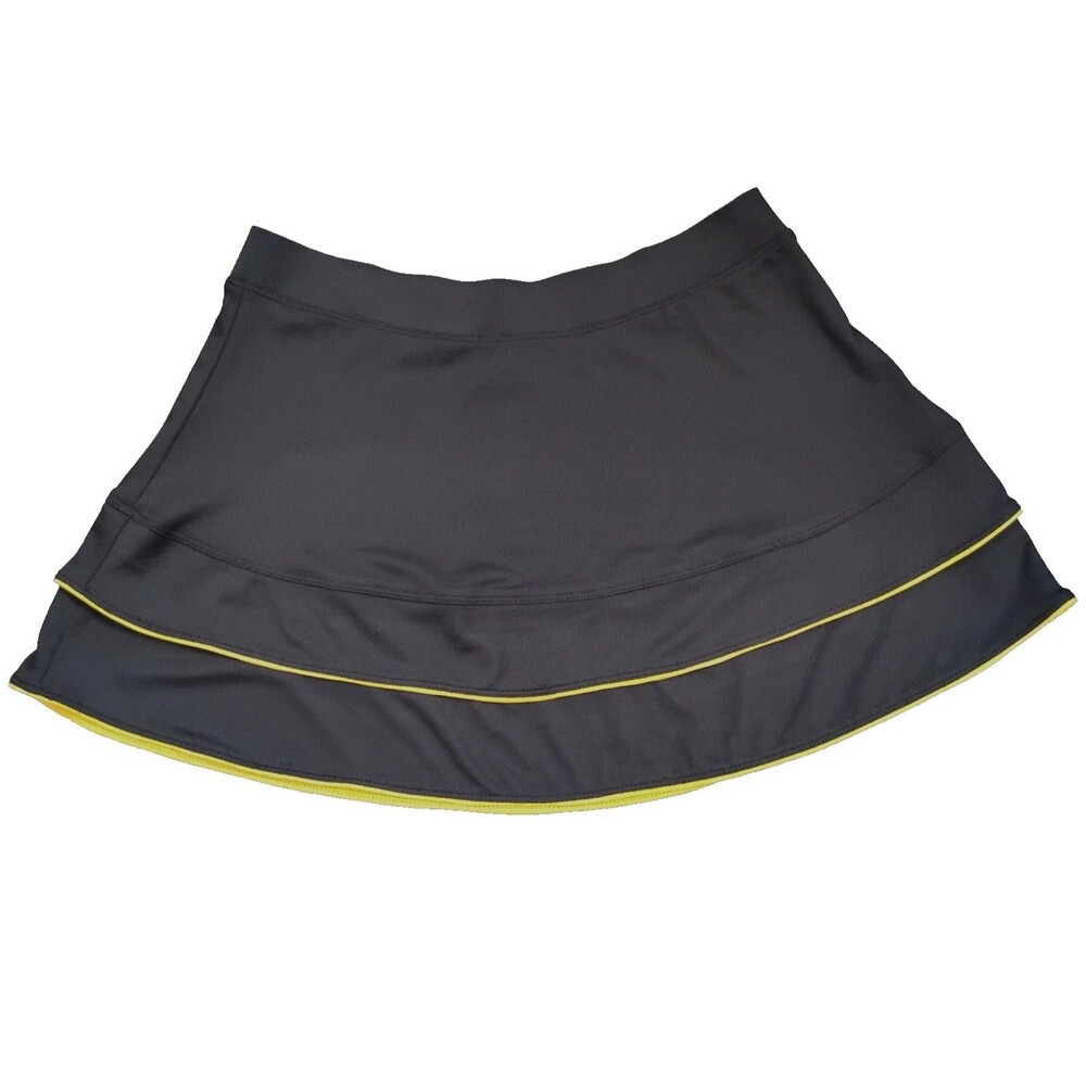 Vintage Tail Tennis Skirt Large Black Yellow Retro Performance Sport Ruffle